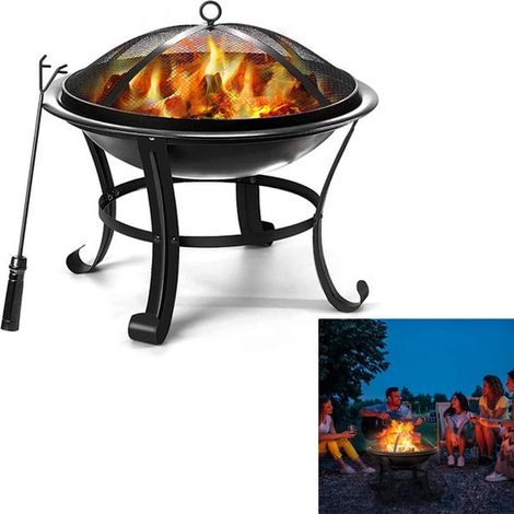 Chimenea de jardín, Horno, Estufa de leña, Calentador, Cesta para fuego, Dimensiones 565647cm, estufas de leña en el jardín, Negro (1/5)