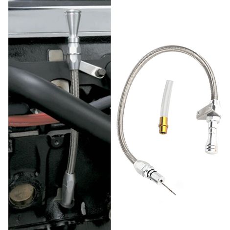 Jauge de transmission flexible en argent compatible Chevy TH400 / Turbo 400, sonde de niveau d'huile PT303, mesure précise, remplacement direct. (1/5)