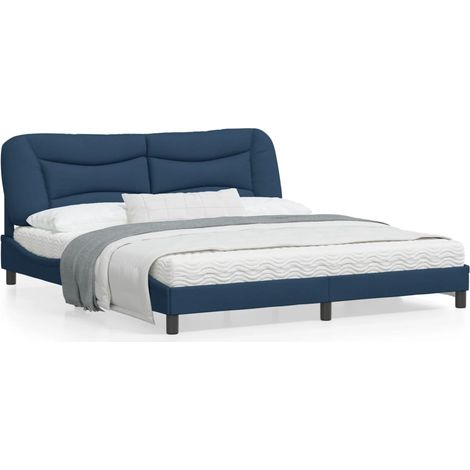 Cadre de lit avec tête de lit Bleu 180x200 Tissu (1/5)