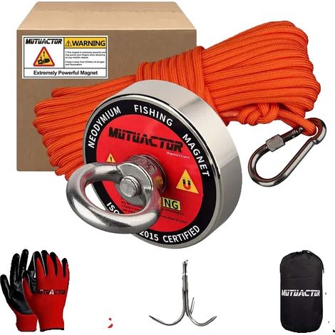 Ensemble d'aimants de récupération, force de traction de 400 lb, corde robuste, griffe de corde de 400 lb, force de traction verticale (1/2)