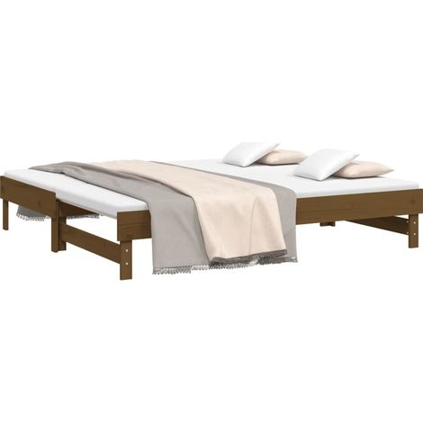 Sofá cama extraíble madera maciza pino marrón miel 2x(75x190)cm vidaXL