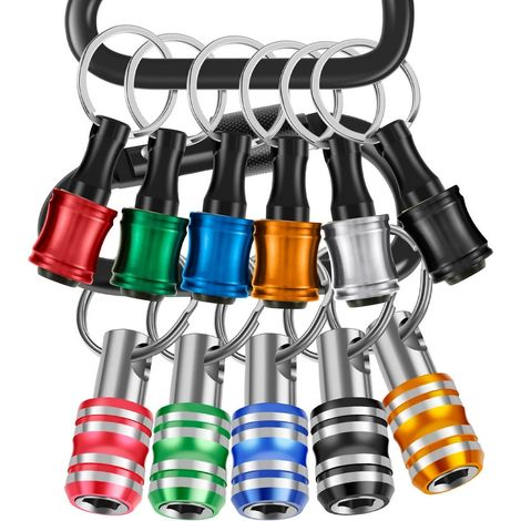 Porte-embout Hexagonal 1/4 en Aluminium Noir avec Porte-clés, Barre d’Extension pour Visseuse et Foret (1/5)