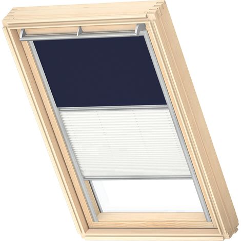 VELUX Original Store Duo Occultant et Tamisant (DFD), Cadre Argenté, SK06 Bleu Foncé