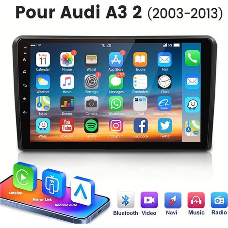 9 pouces Carplay Autoradio pour Audi A3 2 (2003-2013) Android 64GB JUNSUN (1/5)