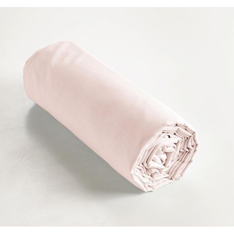 Drap housse coton luxe 180 x 200 cm bonnet 30 cm Ambre Rose clair (1/3)