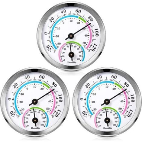 Thermomètre, mini thermomètre et hygromètre domestique 2 en 1, adapté à la maison et au bureau, ensemble de 3 pièces (1/4)