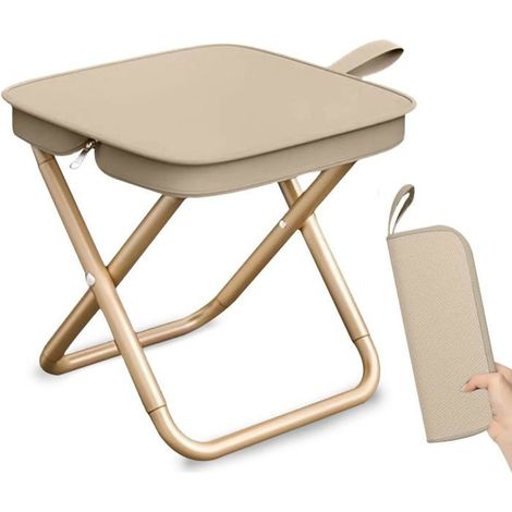 BelleRise - Tabouret de Camping Pliant, Mini Pêche Pliant Léger, Siège de Camping Jardin, Plage, Randonnée, Pique Nique Voyage (Kaki) (1/5)