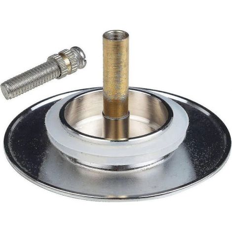 Bouchon de baignoire, 70 mm, à double joint, réglable en hauteur, universel, pour robinet d'évier, en laiton trempé chromé. (1/5)