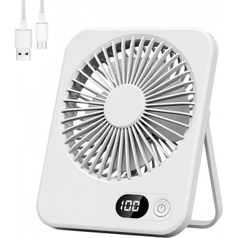 Portable and quiet USB fan, mini, 5 speeds, ideal for the office, table, kitchen and bedroom - Rechargeable Fly
