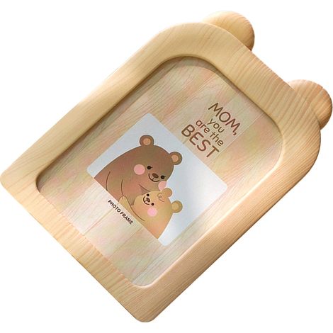 Cadre photo créatif mignon à motif dessin animé, 18 cm, décoration de bureau ou murale pour chambre d'enfant, ours beige (1/5)