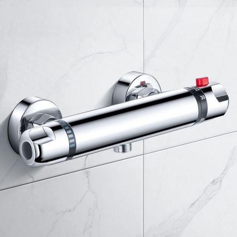 Mitigeur de douche thermostatique pour salle de bain avec bouton de sécurité 38 °C en laiton (1/5)