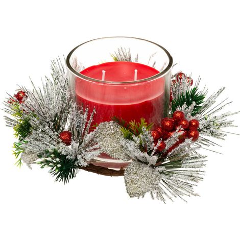 Kerze Tafelaufsatz kleines Modell rote Blätter 210 G - Feeric lights & christmas