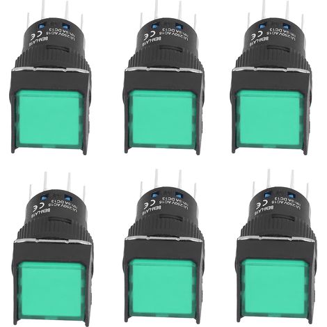 25 interrupteurs à bouton poussoir lumineux 16mm carrés verrouillage automatique mini alimentation 24V 5A vert (1/5)
