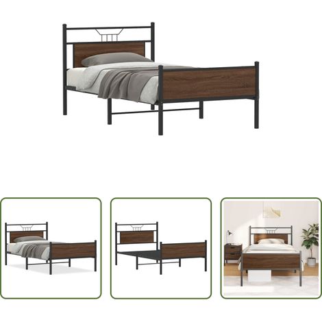 Sommier métal - Cadre de lit sans matelas chêne marron 100x190 cm (1/5)