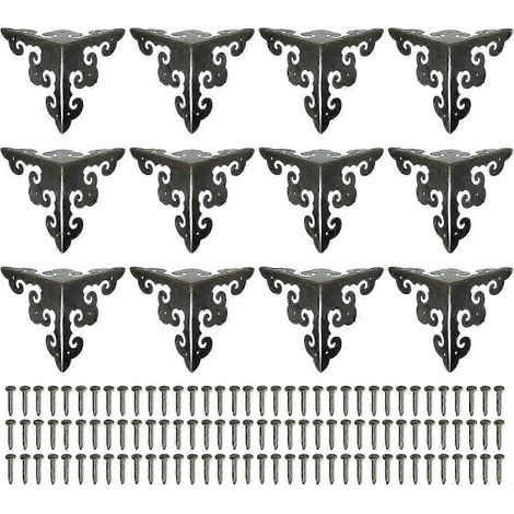 Lot de 12 équerres décoratives en métal, largeur 50 mm, avec vis, bronze PDWHBYV (1/4)
