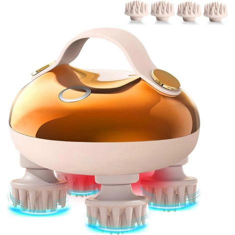 Masseur de cuir chevelu électrique pour la croissance des cheveux, étanche IPX7, pour une détente optimale et un soulagement du stress. Masseur de tête portable et rechargeable avec 8 embouts de massa (1/5)
