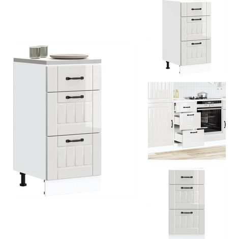 Armoire de cuisine Lucca blanc brillant bois ingénierie - Armoire De Cuisine - Armoires De Cuisine - Meuble D'évier - Meuble D'évier De Cuisine (1/5)