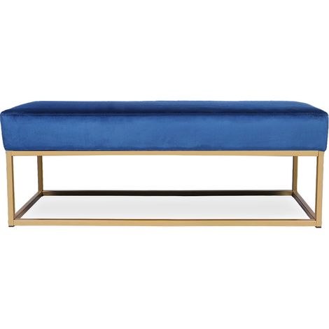 Banquette Clarisse velours bleu pieds doré (1/3)