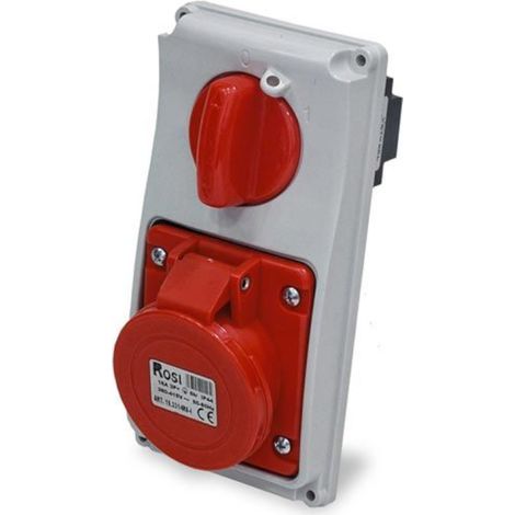 Presa interbloccata verticale con sezionatore, ad incasso, 380V, 5 poli, 16A, IP54 - Rosi 19.3414R6-I (1/2)