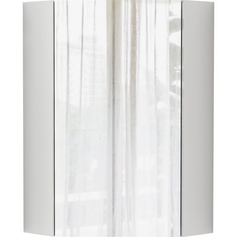 Armadietto a specchio angolare 32,5x32,5x55,6 cm in MDF bianco FloraGrace (1/5)