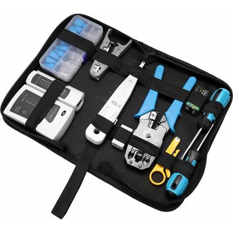 Ensemble de kit de réseau matériel ensemble de pinces de fil outils d'entretien ménager outil de combinaison de câbles pince à sertir trousse d'outils de réparation de réseau LAN portable (1/5)