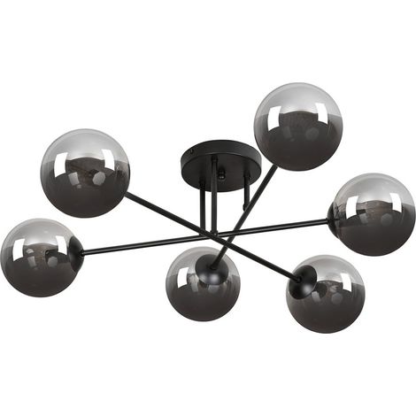 Lampada a Soffitto Brendi, Acciaio verniciato a polvere, Vetro, Nero, Grigio, 93x26x50 cm