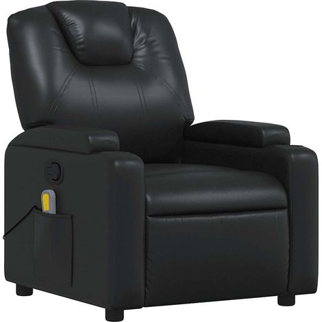 Fauteuil de relaxation TV fonction massage inclinable 6 points de massage en PVC noir DEC027041