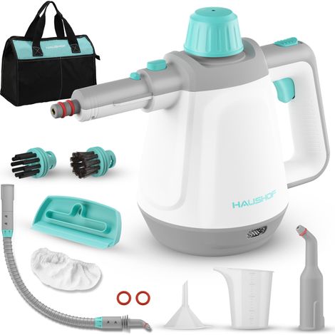 Nettoyeur vapeur à main 450 ml – 1200W – 3 bars – Élimine 99,99 % des virus – Accessoires pour nettoyage ciblé – Pour sols, textiles, voiture – Haushof
