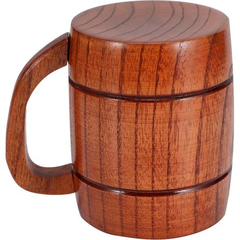 Chope à bière en bois avec poignée pour eau, vin, thé, café, boissons, vaisselle, fournitures de cuisine