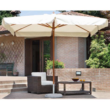 Ombrellone da Giardino 3x3 m Palo Ø48 mm in Legno Vorghini De Lux Ecrù (1/5)