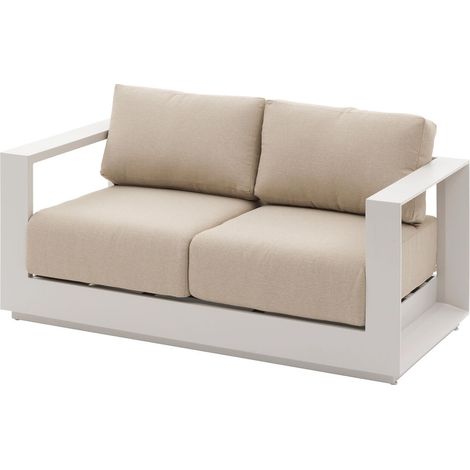 Canapé de jardin Allure avoine & beige zebrano 2 places en aluminium et polyester - Hespéride (1/5)