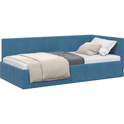 Maison Exclusive - Cornice del letto ad angolo Blu 90 cm x 200 cm Velluto