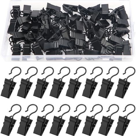 50 Pièces Pinces à Rideaux en Métal, Clips de Rideaux, Pince Rideaux Decoration Crochets de Suspension, pour Chambre à Coucher, Salle de Bains, Décoration de la Maison, Noir (1/5)