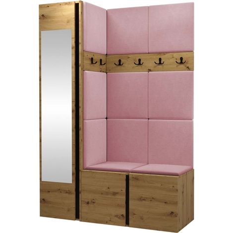 Meuble d'entrée Hartford 277, Manila 09, 186x124x46cm, Disponible, Tissu, Stratifié, Murale, À poser (1/5)