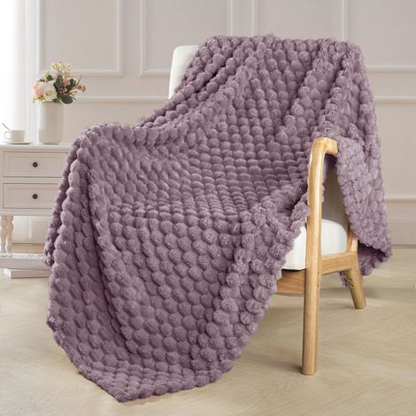 Whale Flotilla Couverture Polaire Douillette avec Motif Jacquard 3D, Jeté de Canapé, Couverture Exquise Douce et Chaude pour Toutes Les Saisons, 100x150 cm, Violet (1/5)