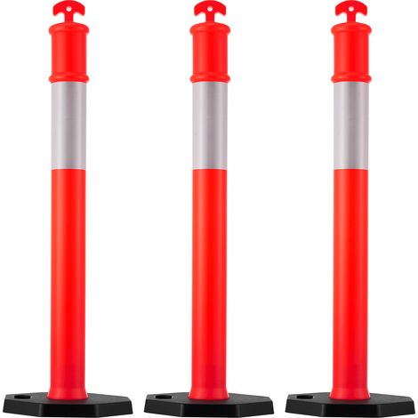 Mophorn Postes de Tráfico 3 Unidades Bolardo de Seguridad 1140 mm con Banda Reflectante y Base de 350 mm Postes Duraderos para Estacionamientos, Estadios, y Áreas de Exhibición (1/5)