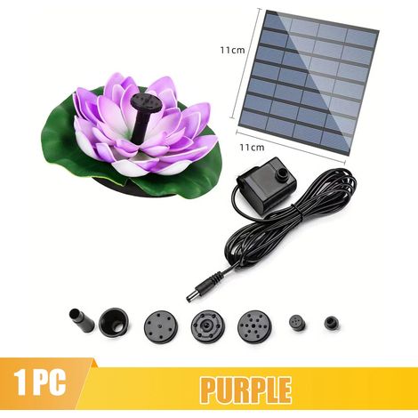 Fontaine solaire d'extérieur (violet clair) idéale pour bassin de jardin. Kit de pompe solaire avec 6 buses pour la décoration de piscines et de jardins. (1/5)