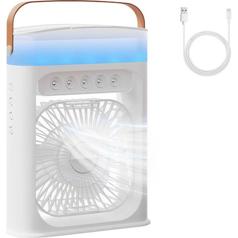 4-in-1 Portable Air Cooler, Mist Modes, Small Air Conditioner for Bedroom, Mobile Air Conditioner with Evaporative Cooler Tank, White (1/5)