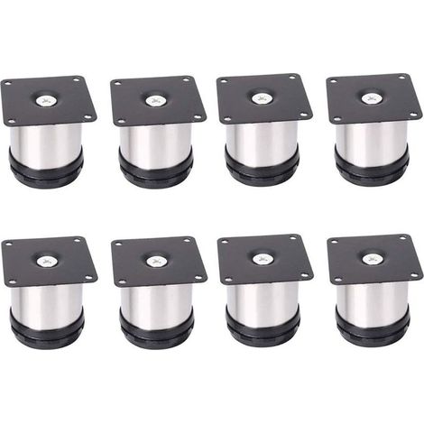 – Pieds de meuble réglables en acier inoxydable – Hauteur 50 mm ajustable jusqu'à 15 mm – Capacité de charge 40 kg – Pour canapés et armoires (1/5)