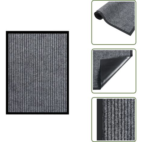 The Living Store Paillasson rayé Gris 60x80 cm - Tapis d'entrée (1/5)