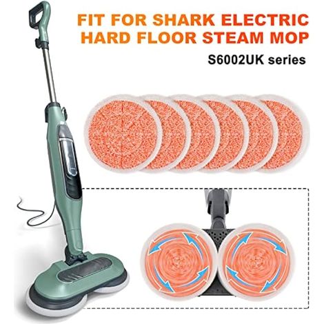 Lot de 6 lingettes de rechange pour balai vapeur Shark (S6002UK), en velours orange à friction ultra-fine et fil de nylon. (1/5)