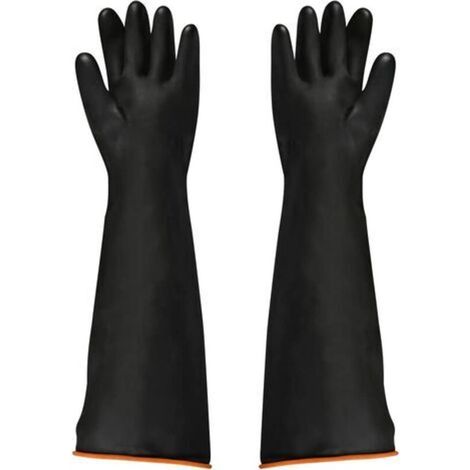 Gants industriels en latex noir résistants aux acides et aux alcalis Gants anti-chimiques brillants épaissis Industrie minière Agriculture Foresterie Pêche Protection du travail-Fei Yu (1/4)
