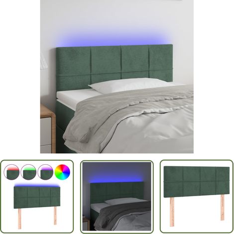 The Living Store Tête de lit à LED Vert foncé 80x5x78/88 cm Velours - Tête De Lit Led - Tête De Lit Velours - Tête De Lit Moderne - Éclairage Led - Têtière De Lit (1/5)