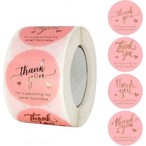 500 Thank You Stickers, Personalized Stickers, Self-Adhesive Gift Tags, Rose Gold (1/4)