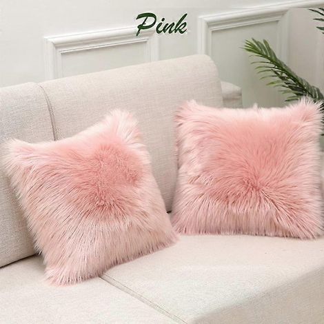 1 taie d'oreiller Rya Mat Fluffy, douce et moelleuse, 45 x 45 cm, rose (1/5)