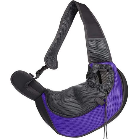 Sac de transport chien chat, sacoche messager pour animal, sac à dos transport pour chien, sac à dos voyage randonnée vélo shopping (Trompette, violet) (1/5)