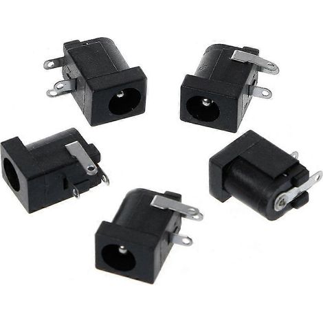 5 Stück DC-005 Schwarz für DC-Strombuchsenstecker 5,5 x 2,1 mm Hohlstecker für Leiterplatten