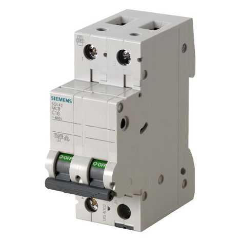 Disjoncteur Siemens 5SL4 2P, 4A, pouvoir de coupure 10 kA, montage rail DIN ( Prix pour 1 )