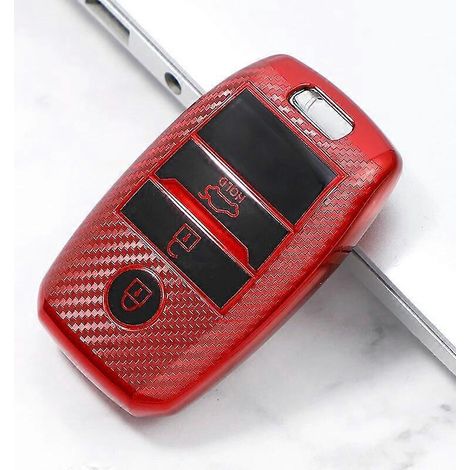 Autoschlüsselhülle in Carbon-Optik für KIA Rio Rio5 Sportage Ceed Cerato K3 KX3 K4 K5 Cerato Sorento Optima Cerato Picanto – Rot