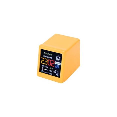 Intelligente Wetteruhr, Mini-WLAN-TV-Uhr, kreatives digitales Accessoire, Mini-Uhr, ermöglicht das Hochladen eigener Bilder/GIFs. – Crezuo